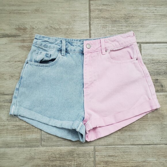 PacSun Pants - Pacsun Color Panel Mom Jean Shorts Women's Barbie Pink Cuff Cotton Y2K Retro 27